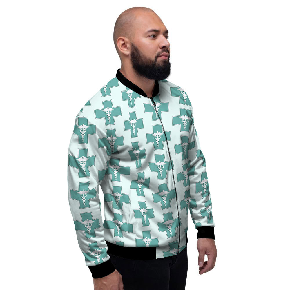 Caduceus Print Pattern Men's Bomber Jacket-grizzshop