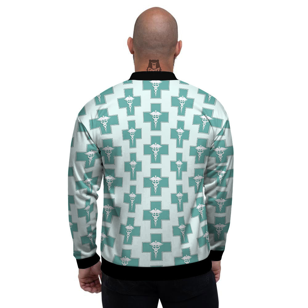 Caduceus Print Pattern Men's Bomber Jacket-grizzshop