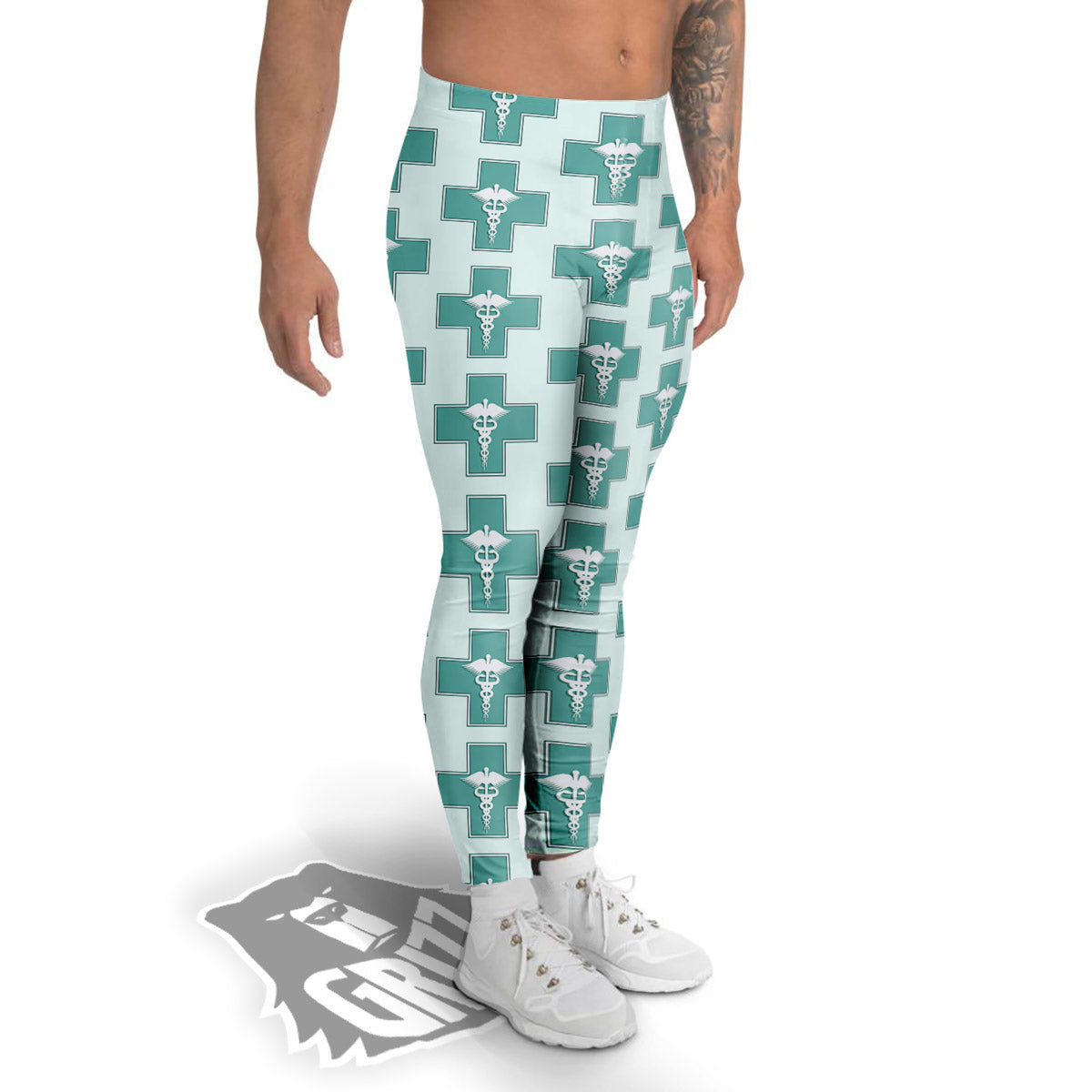 Caduceus Print Pattern Men's Leggings-grizzshop