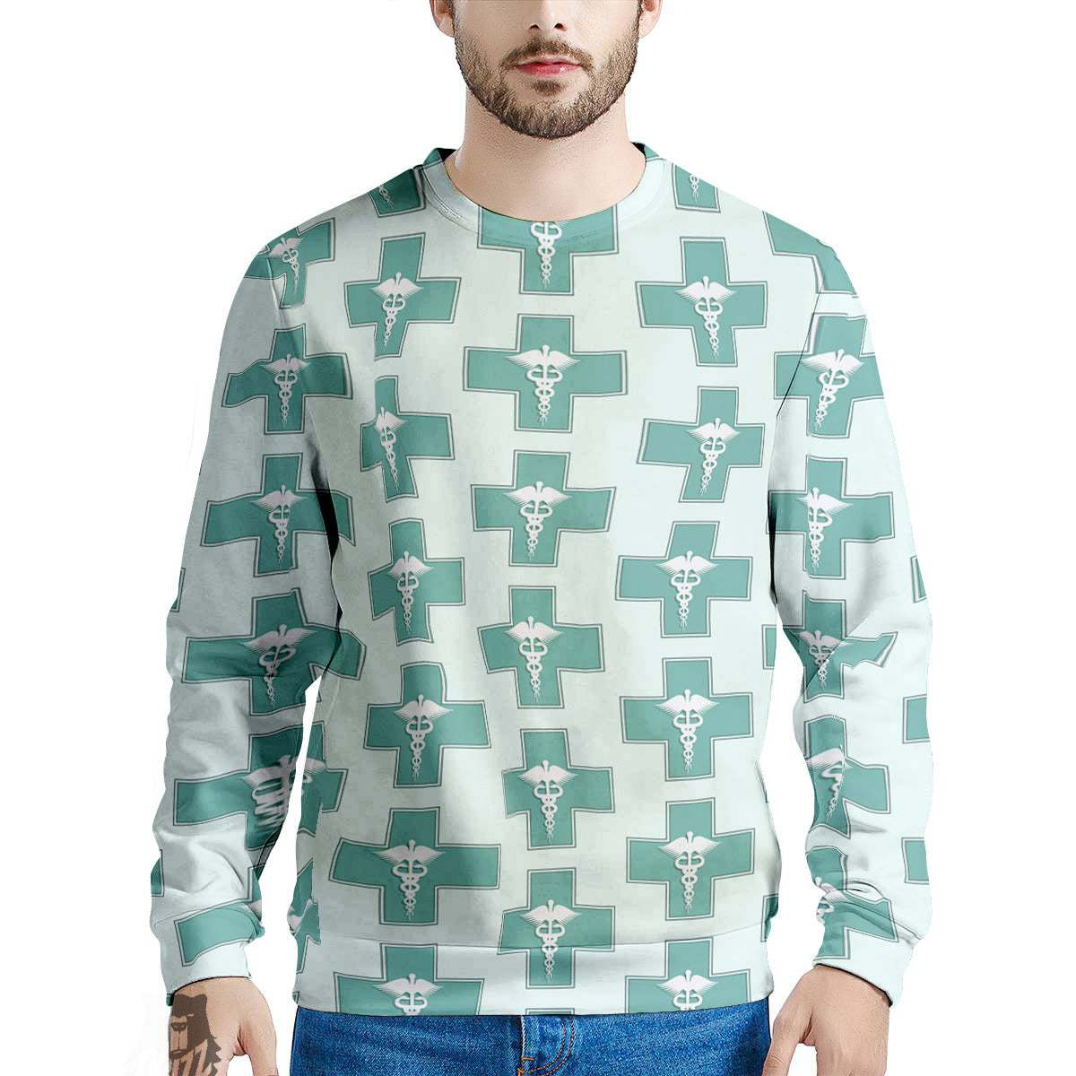 Caduceus Print Pattern Men's Sweatshirt-grizzshop