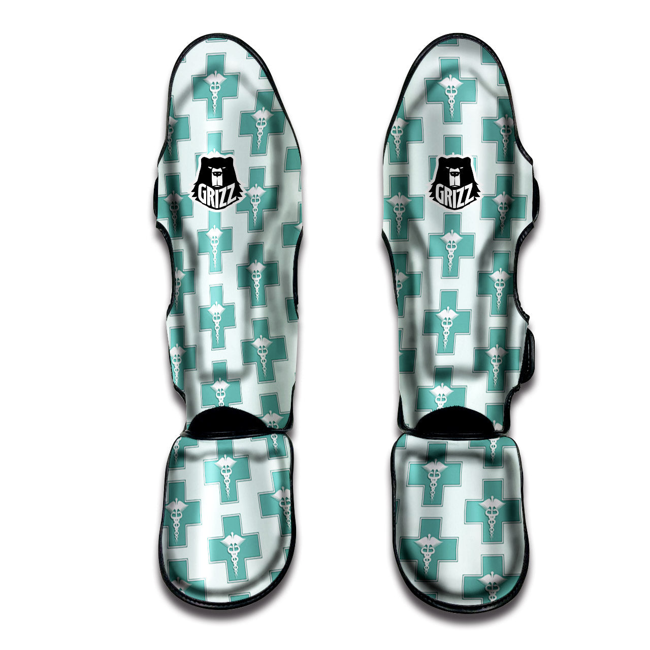 Caduceus Print Pattern Muay Thai Shin Guards-grizzshop