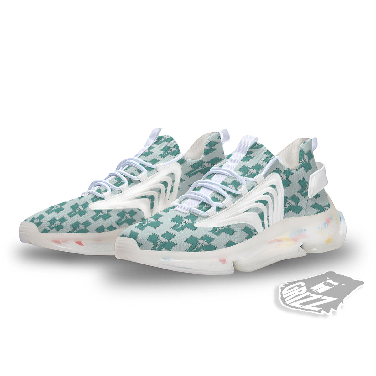 Caduceus Print Pattern White Gym Shoes-grizzshop