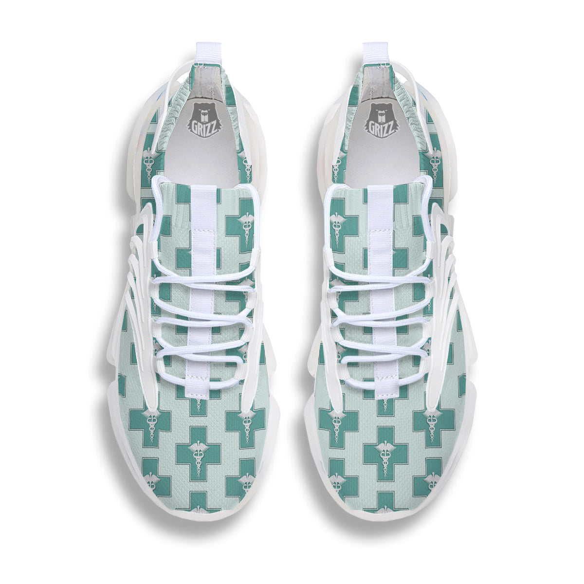 Caduceus Print Pattern White Gym Shoes-grizzshop