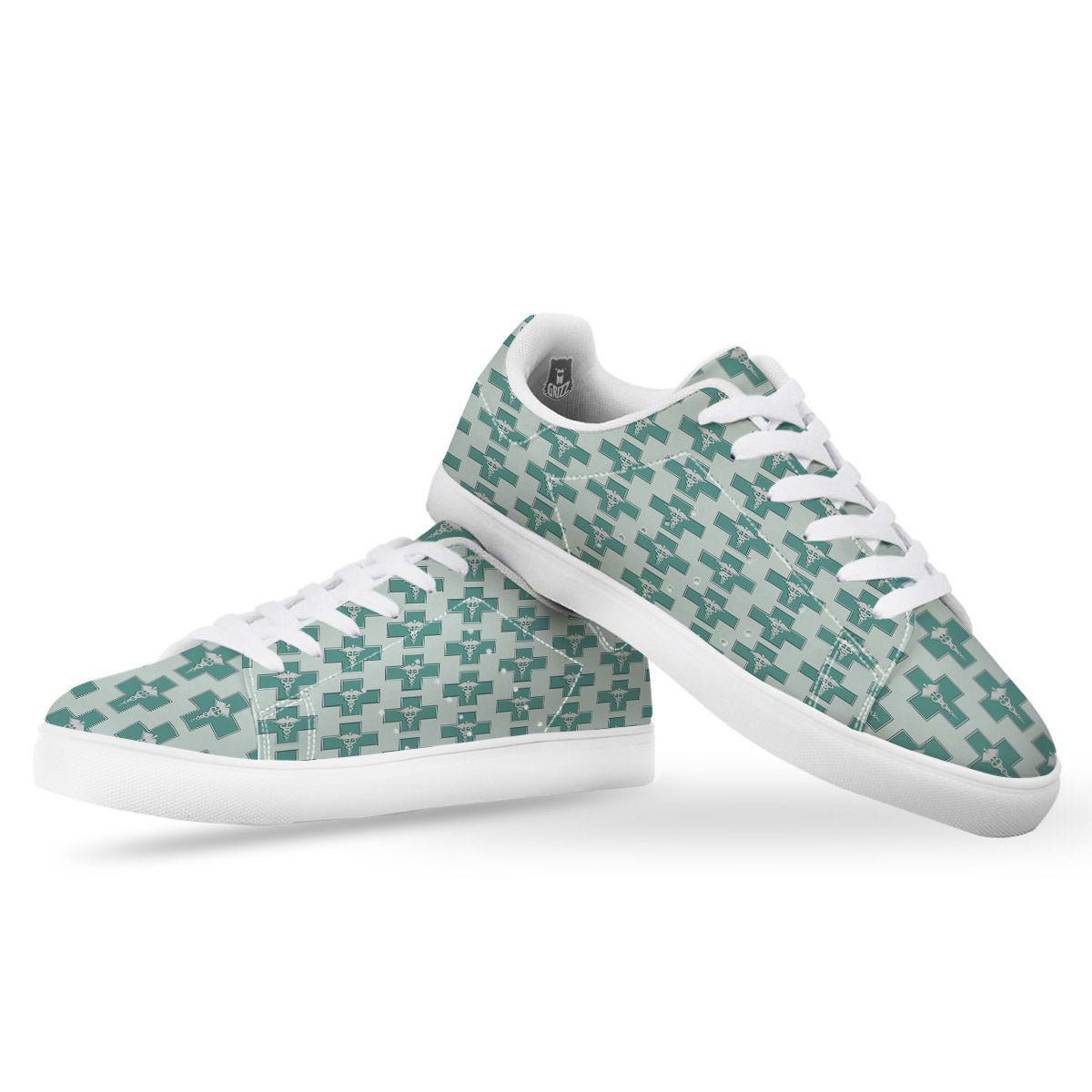 Caduceus Print Pattern White Low Top Sneakers-grizzshop