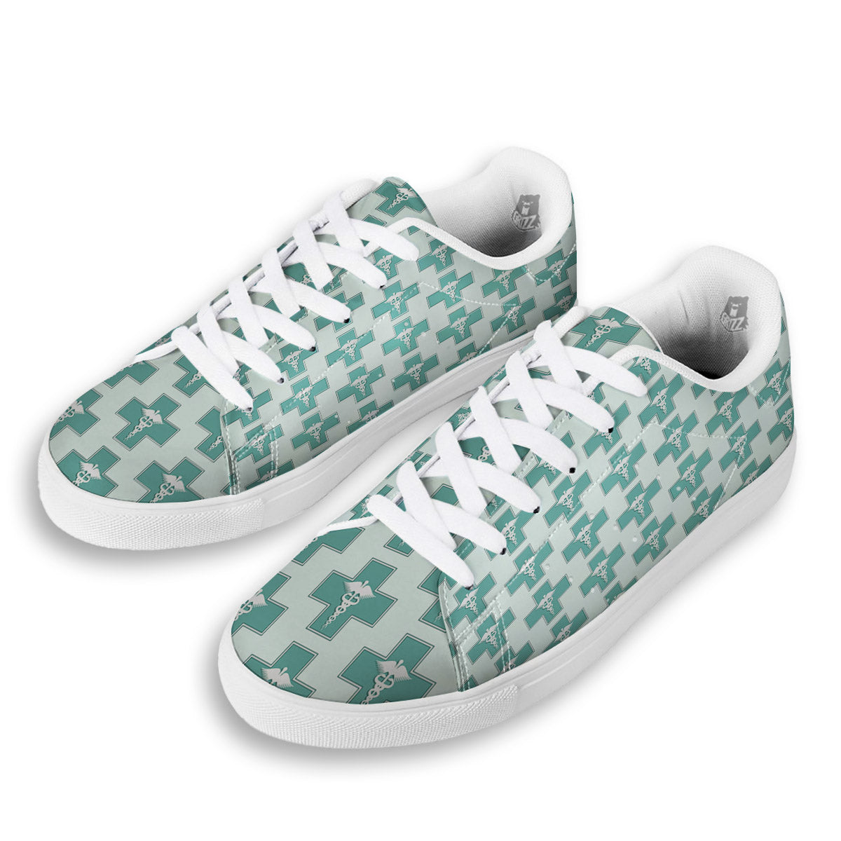 Caduceus Print Pattern White Low Top Sneakers-grizzshop