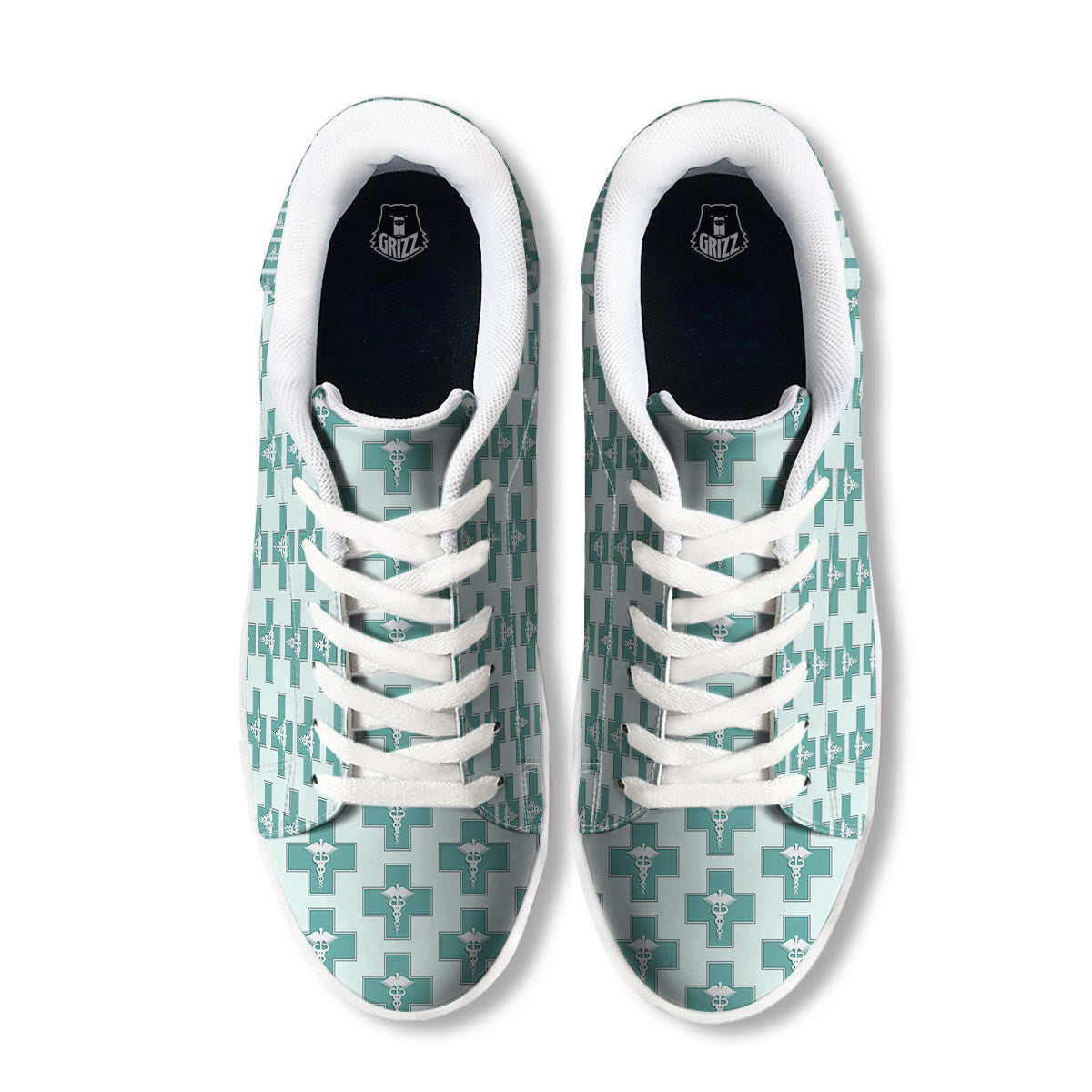 Caduceus Print Pattern White Low Top Sneakers-grizzshop