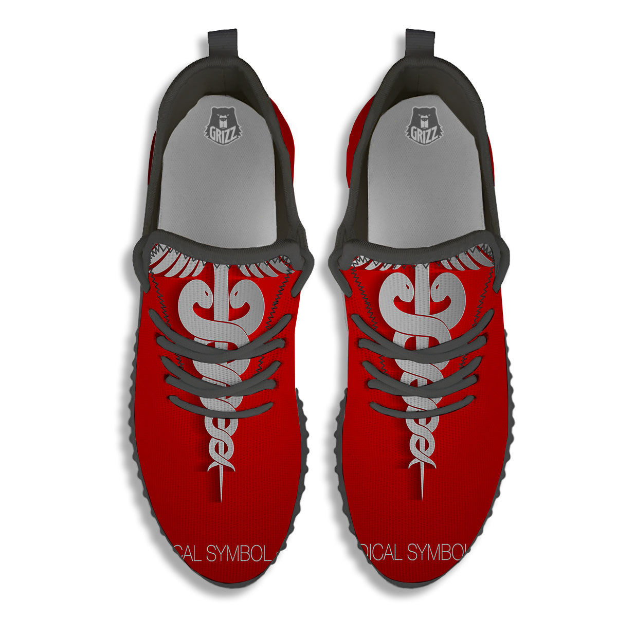Caduceus Symbol Of Medicine Print Black Walking Shoes-grizzshop