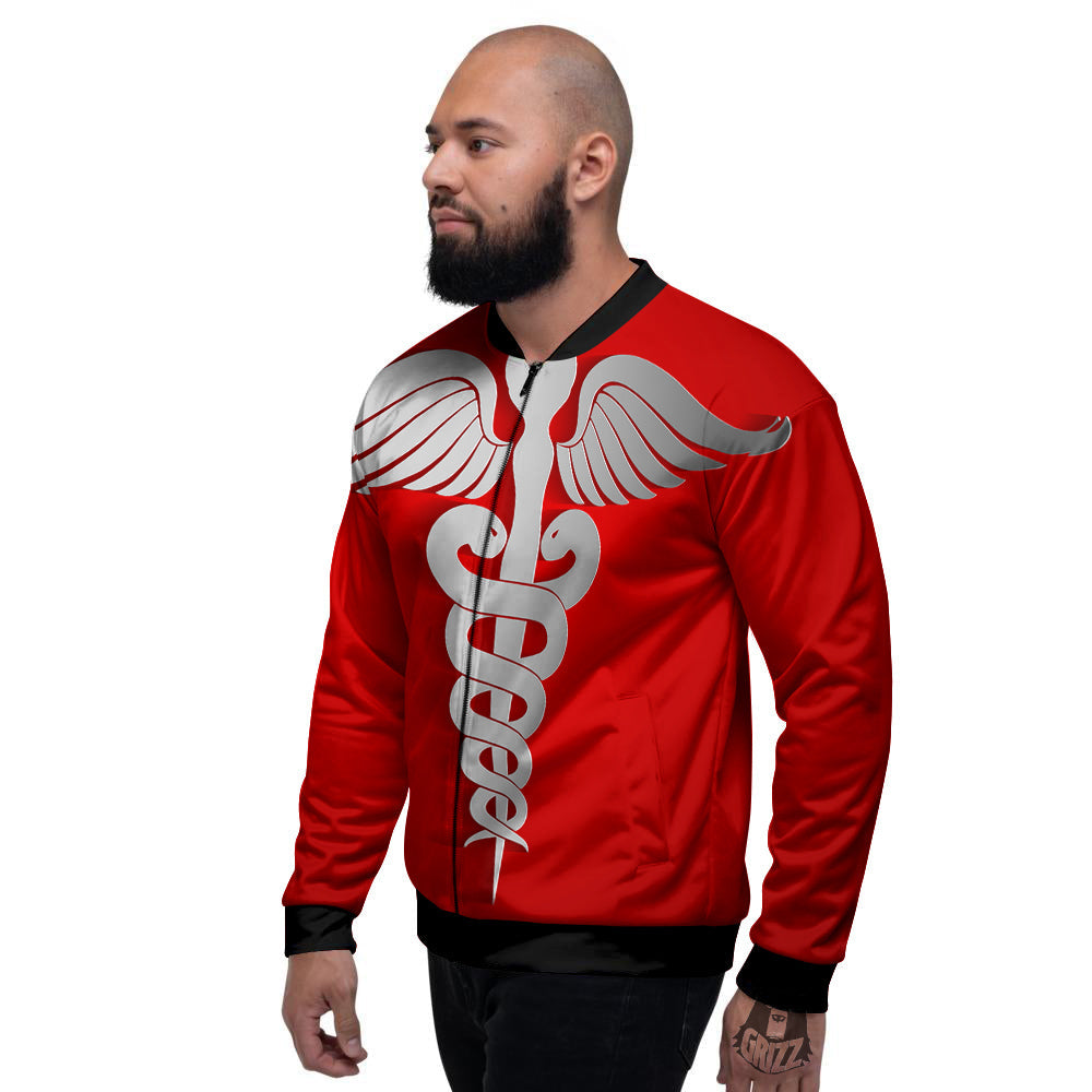 Caduceus Symbol Of Medicine Print Men's Bomber Jacket-grizzshop
