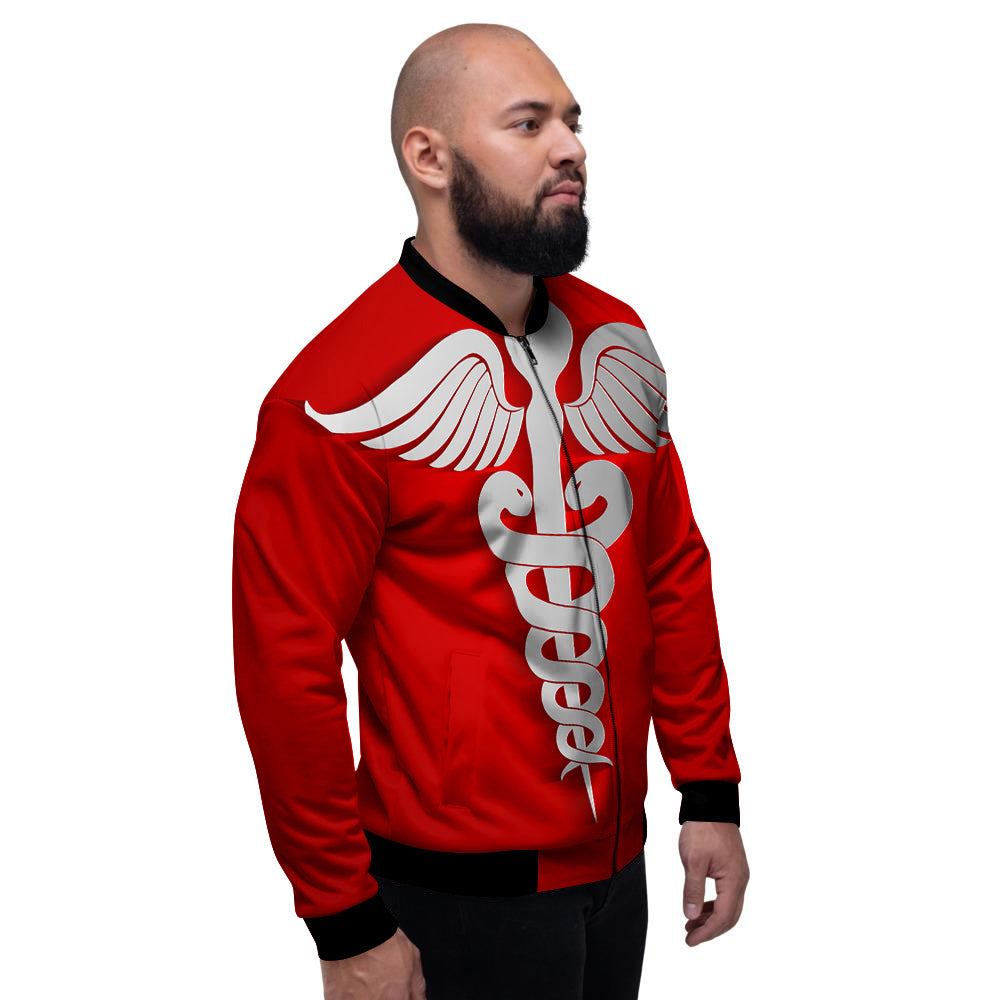 Caduceus Symbol Of Medicine Print Men's Bomber Jacket-grizzshop