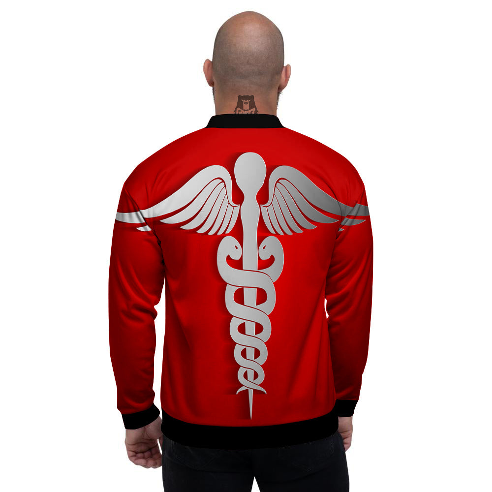 Caduceus Symbol Of Medicine Print Men's Bomber Jacket-grizzshop