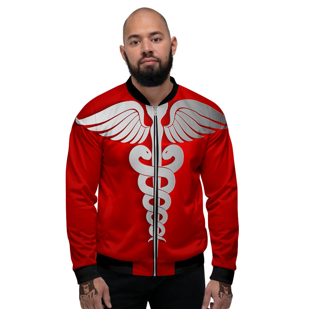 Caduceus Symbol Of Medicine Print Men's Bomber Jacket-grizzshop