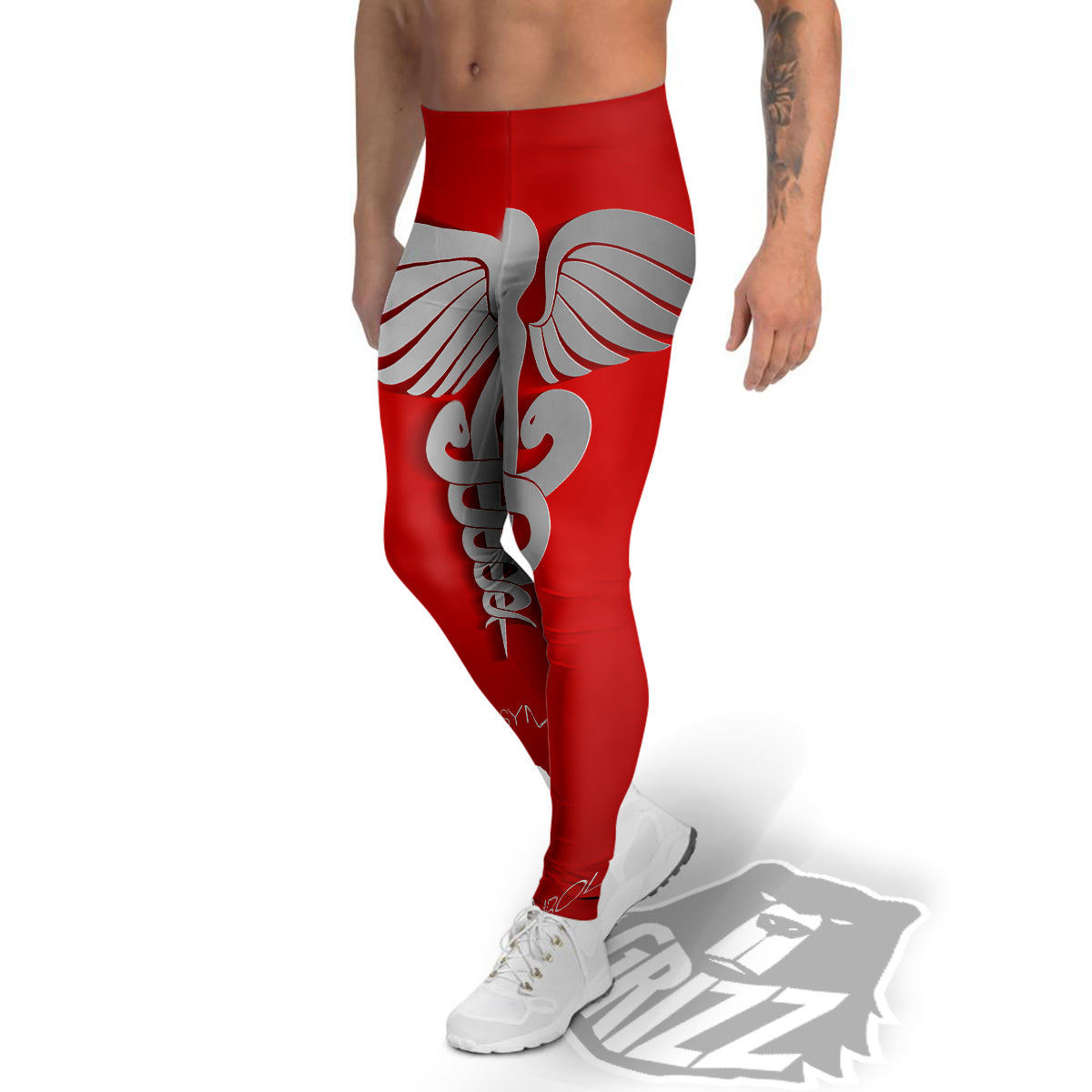 Caduceus Symbol Of Medicine Print Men's Leggings-grizzshop