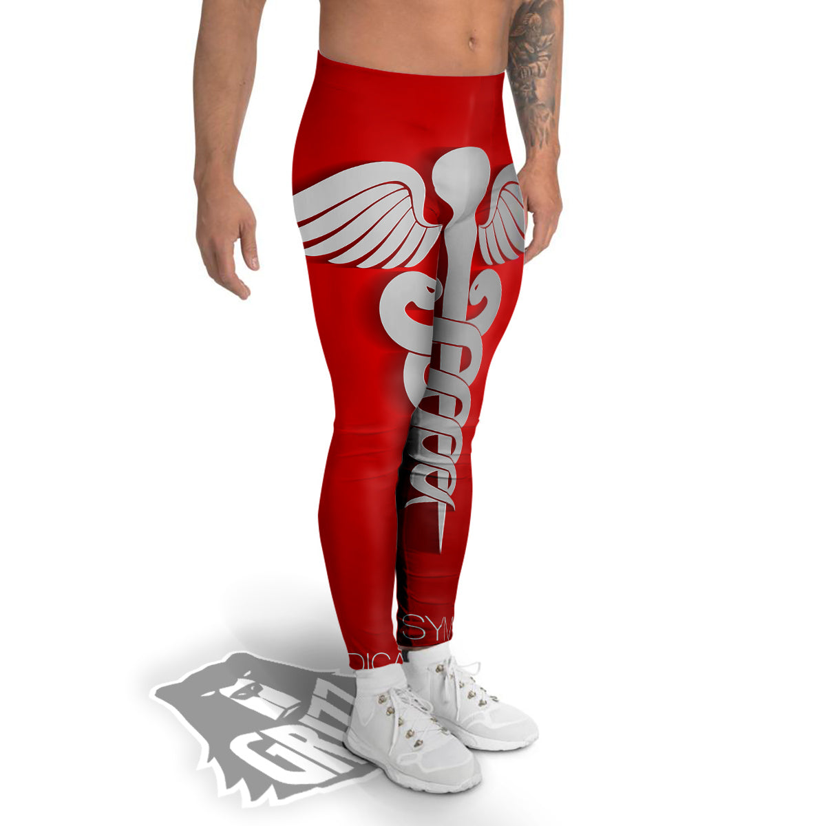 Caduceus Symbol Of Medicine Print Men's Leggings-grizzshop