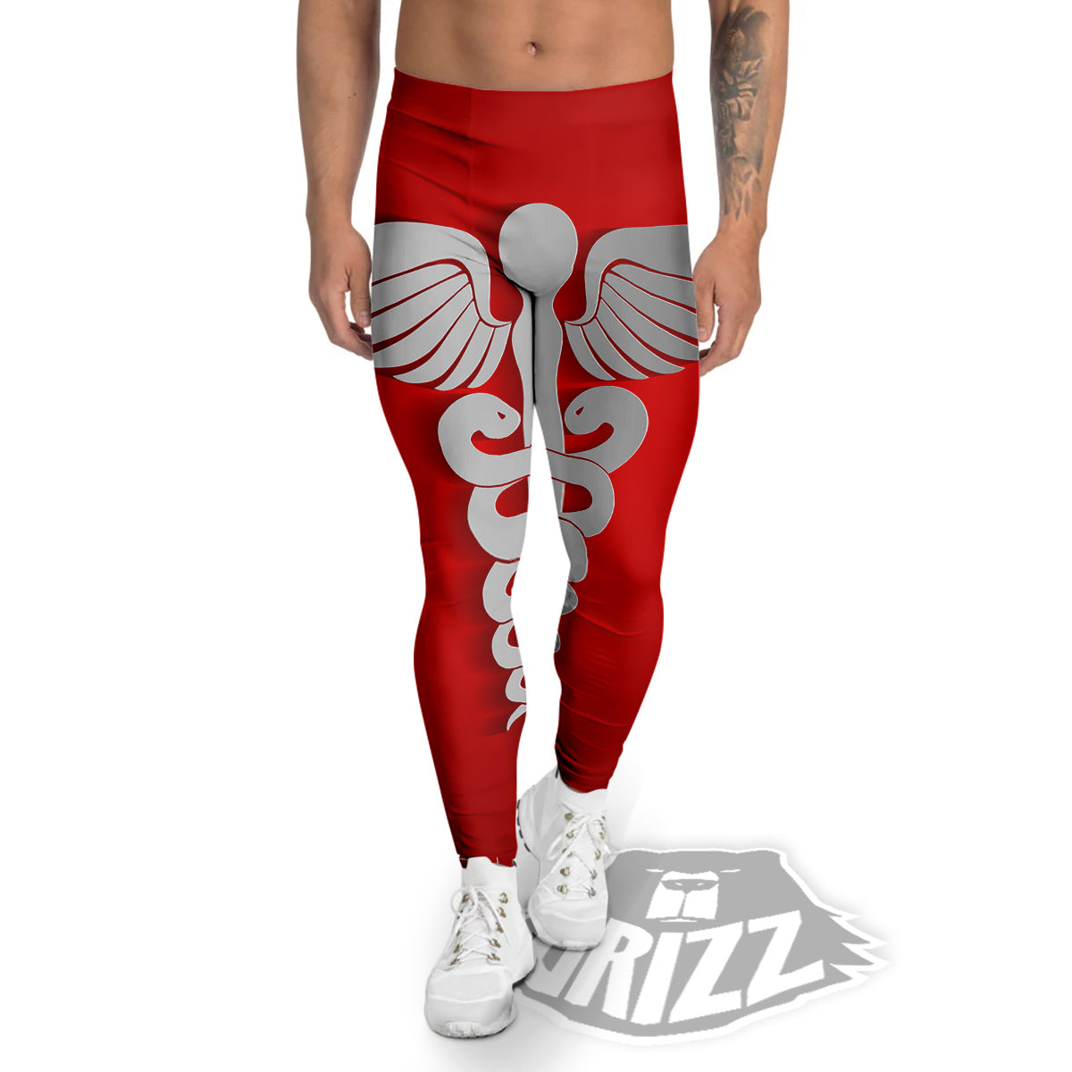 Caduceus Symbol Of Medicine Print Men's Leggings-grizzshop