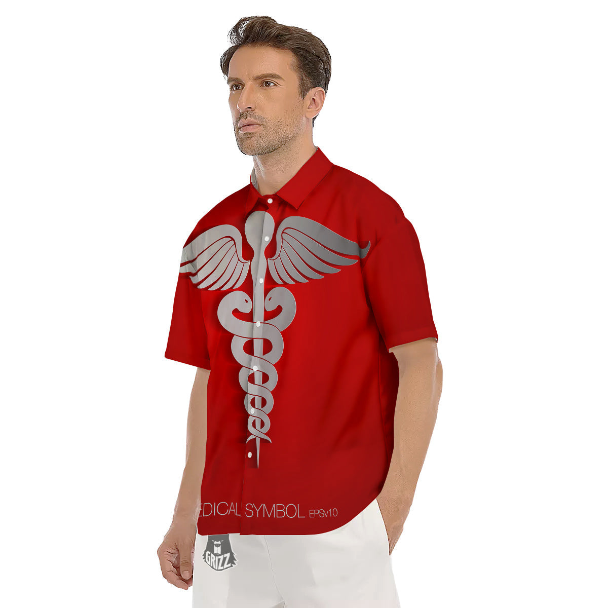 Caduceus Symbol Of Medicine Print Men's Short Sleeve Shirts-grizzshop