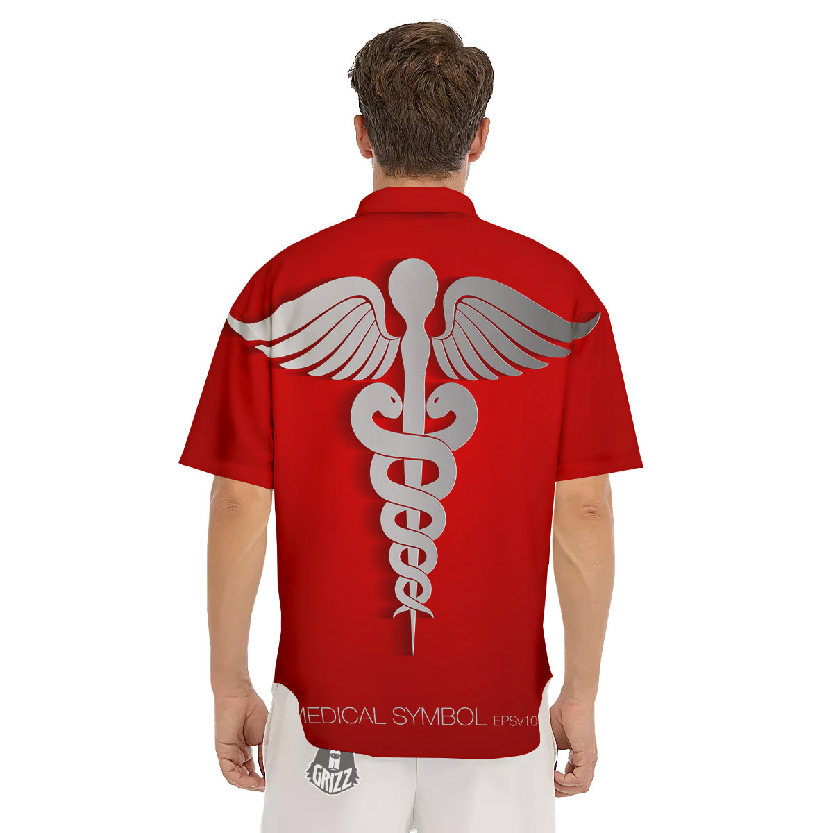 Caduceus Symbol Of Medicine Print Men's Short Sleeve Shirts-grizzshop