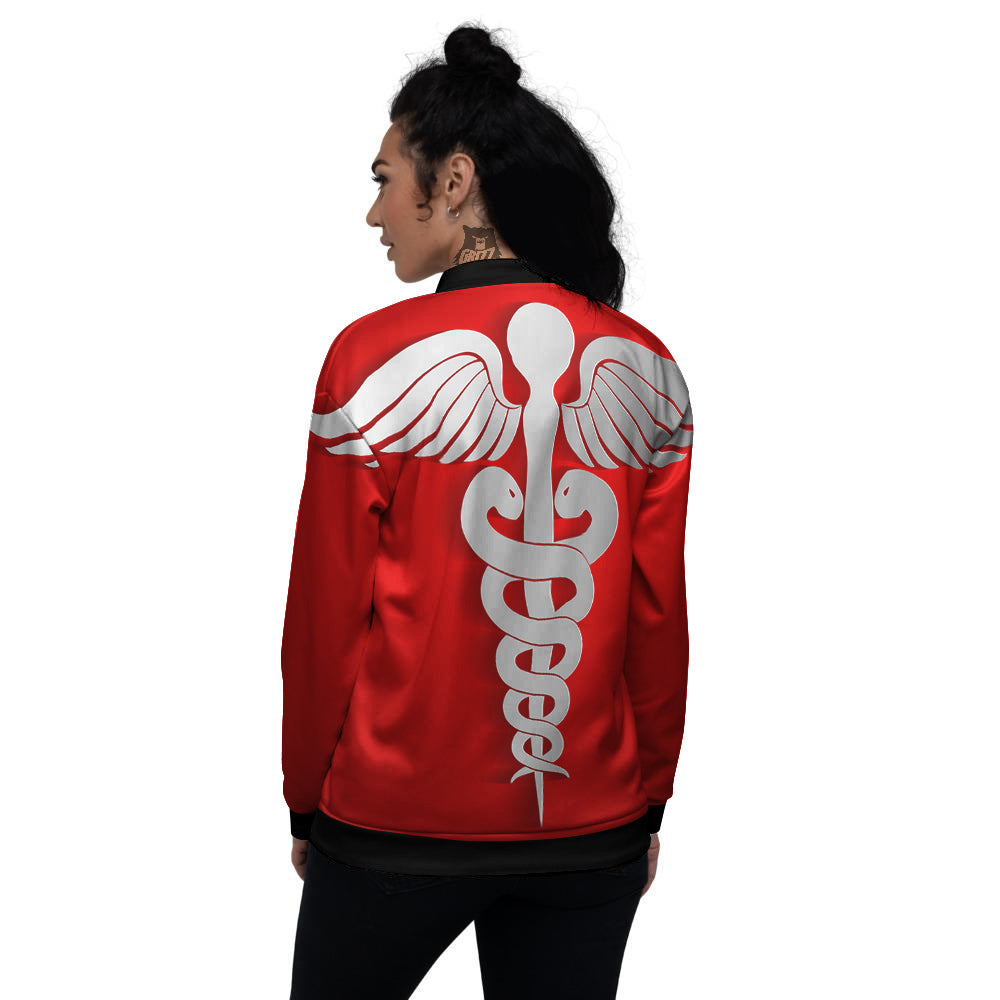 Caduceus Symbol Of Medicine Print Women's Bomber Jacket-grizzshop