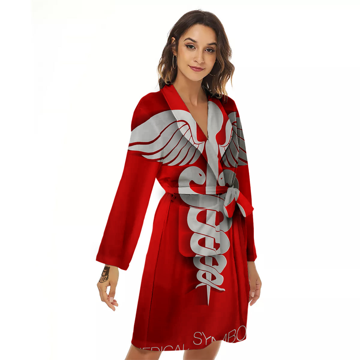 Caduceus Symbol Of Medicine Print Women's Robe-grizzshop