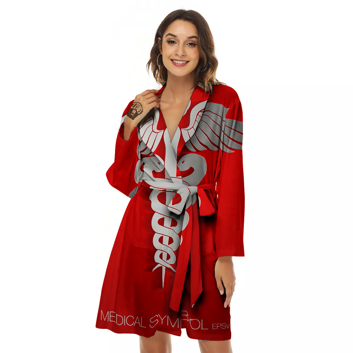 Caduceus Symbol Of Medicine Print Women's Robe-grizzshop