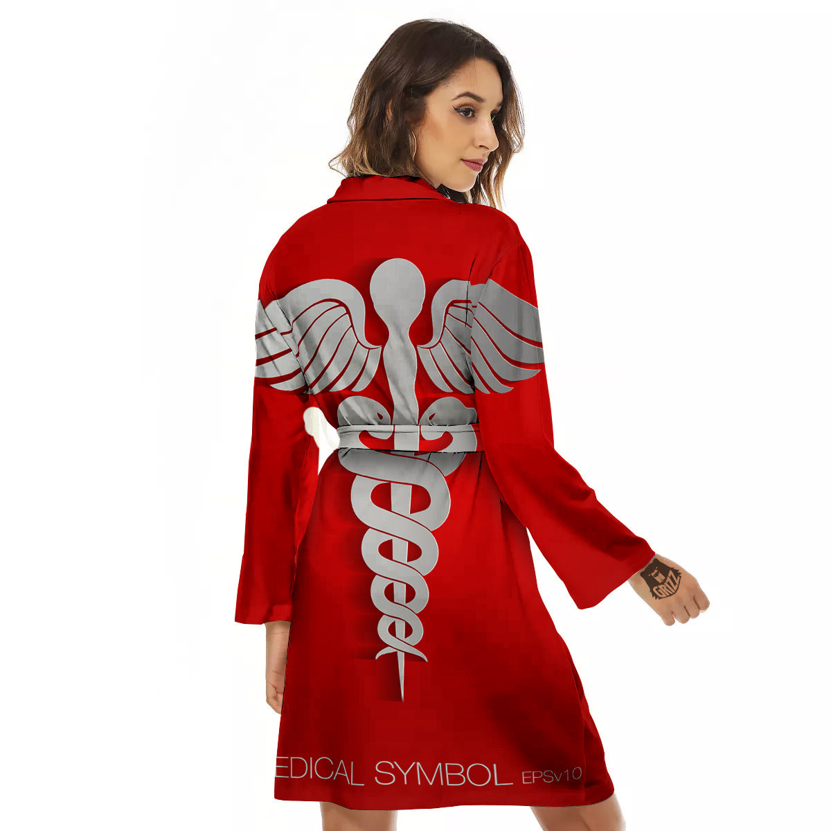 Caduceus Symbol Of Medicine Print Women's Robe-grizzshop