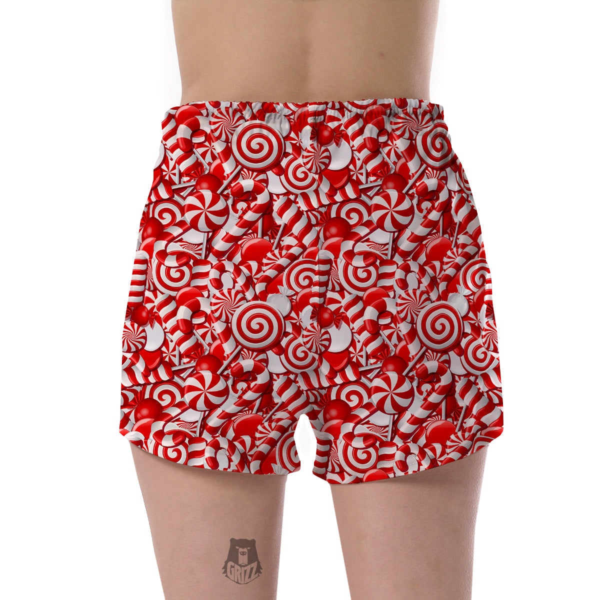 Cady Cane Print Pattern Women's Shorts-grizzshop