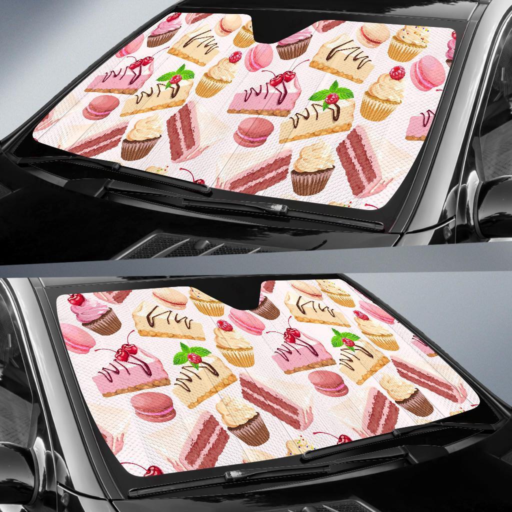 Cake Dessert Pattern Print Car Sun Shade-grizzshop