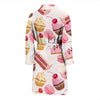 Cake Dessert Pattern Print Men Long Robe-grizzshop