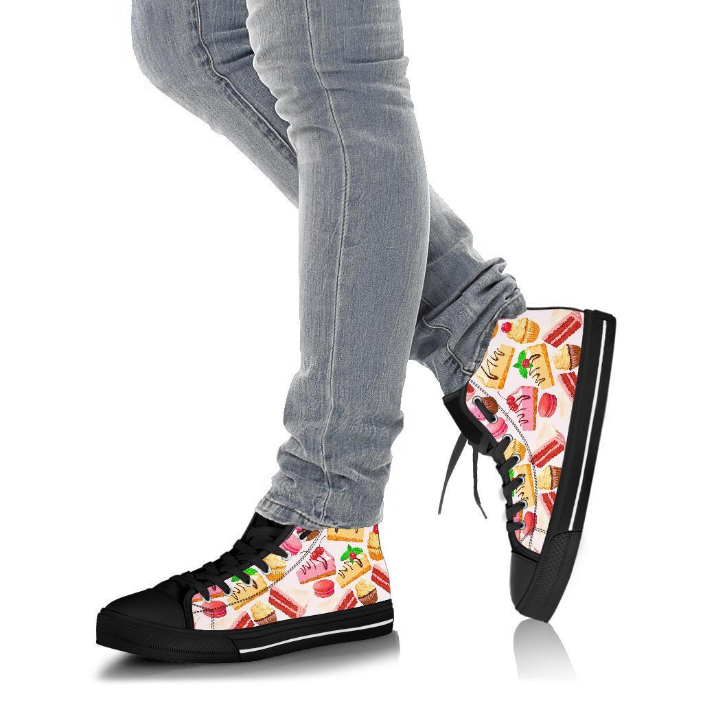 Cake Dessert Pattern Print Men Women's High Top Shoes-grizzshop