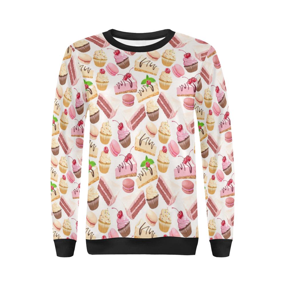 Cake Dessert Pattern Print Women Crewneck Sweatshirt-grizzshop