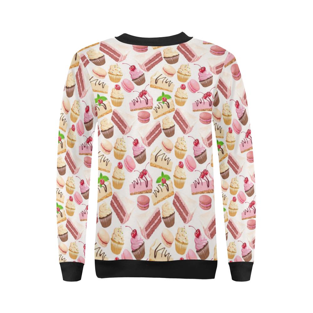 Cake Dessert Pattern Print Women Crewneck Sweatshirt-grizzshop