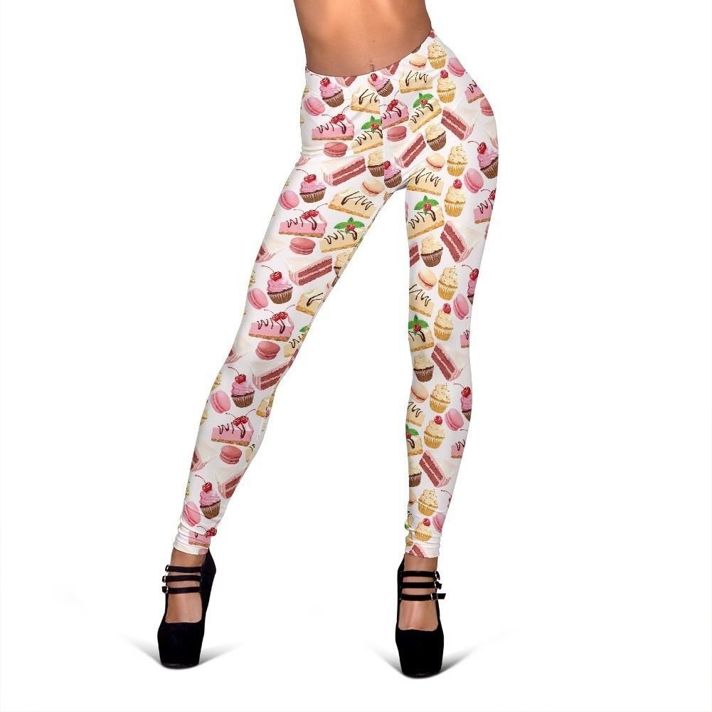 Cake Dessert Pattern Print Women Leggings-grizzshop