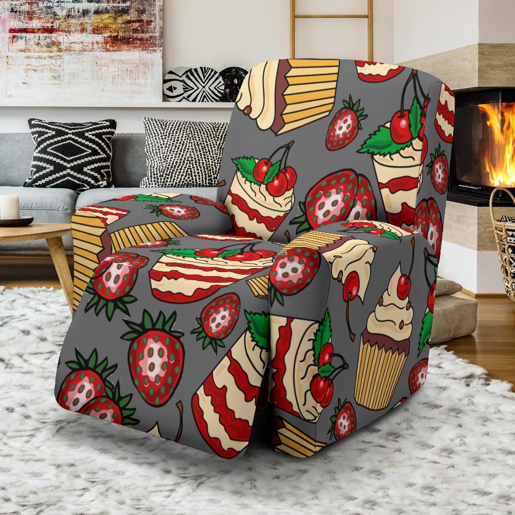 Cake Strawberry Pattern Print Recliner Cover-grizzshop