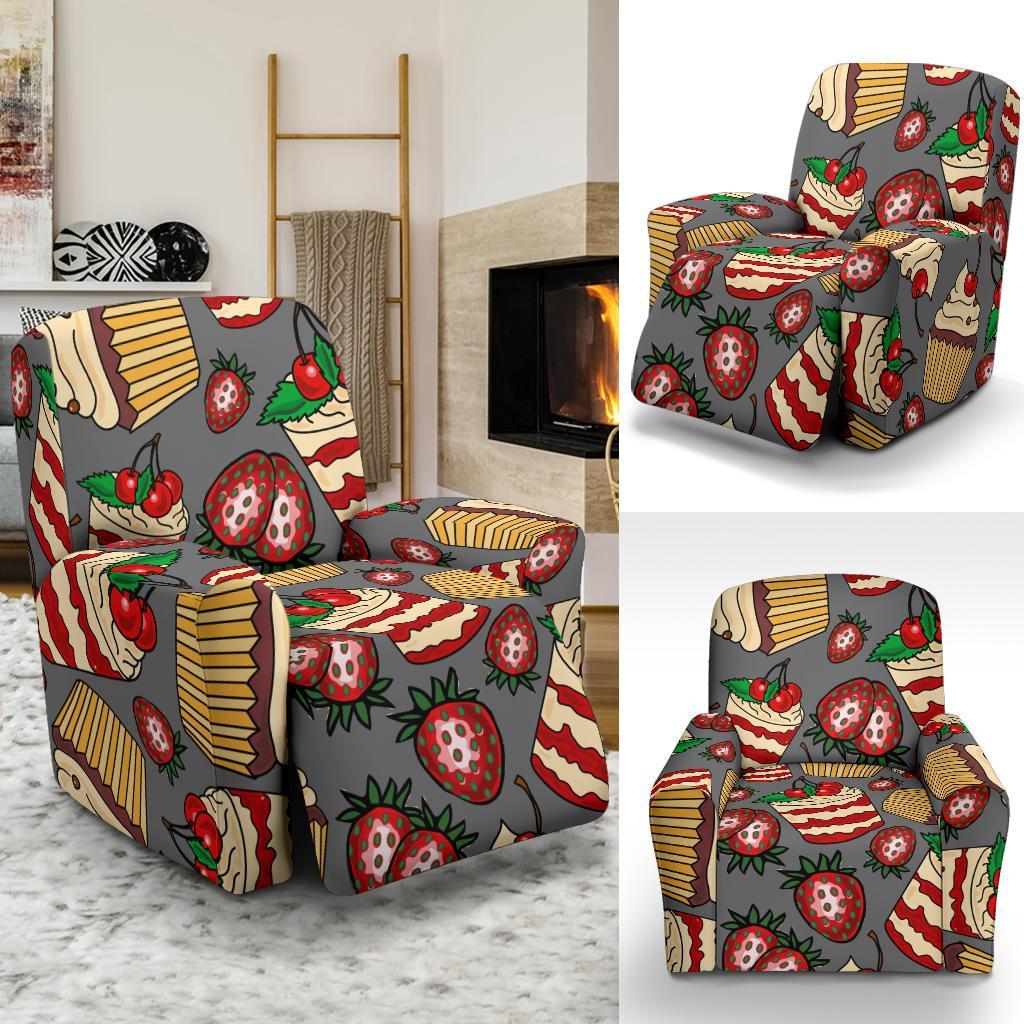 Cake Strawberry Pattern Print Recliner Cover-grizzshop