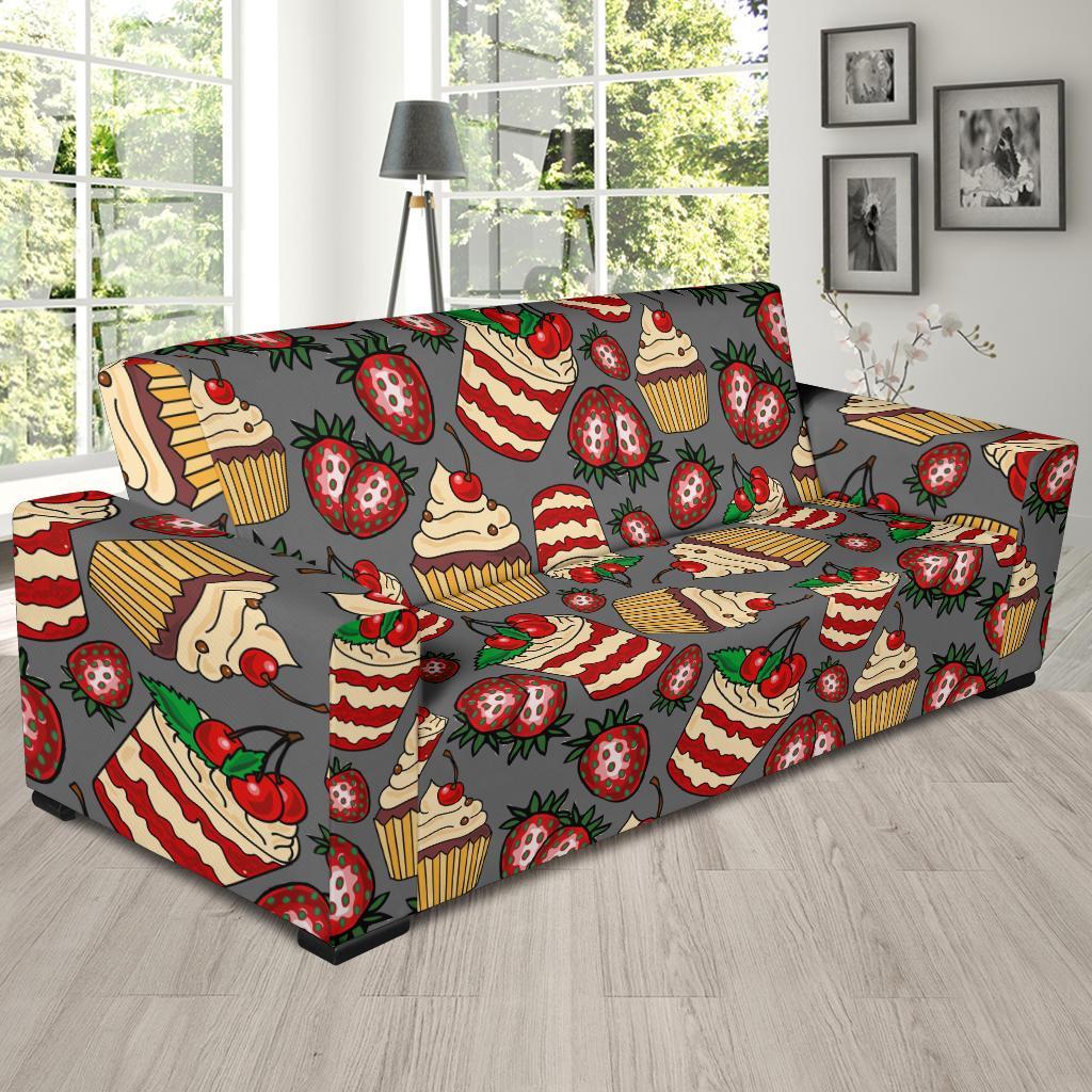 Cake Strawberry Pattern Print Sofa Covers-grizzshop