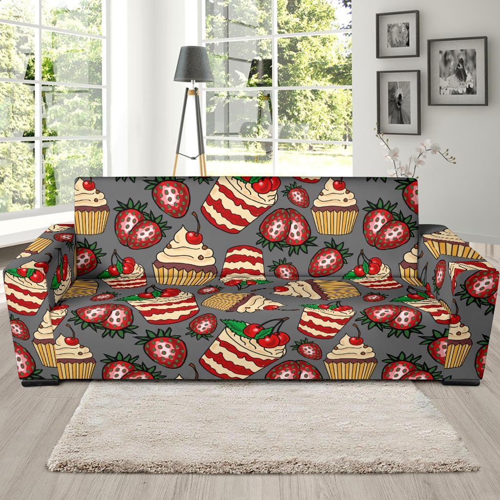 Cake Strawberry Pattern Print Sofa Covers-grizzshop