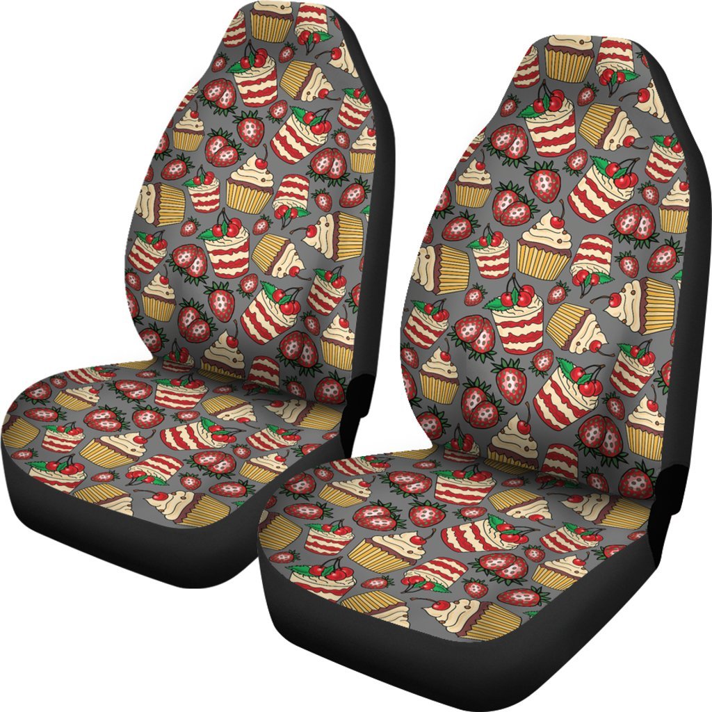 Cake Strawberry Pattern Print Universal Fit Car Seat Cover-grizzshop