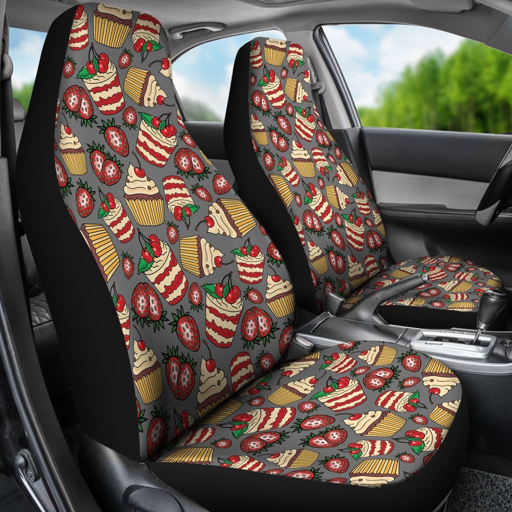 Cake Strawberry Pattern Print Universal Fit Car Seat Cover-grizzshop