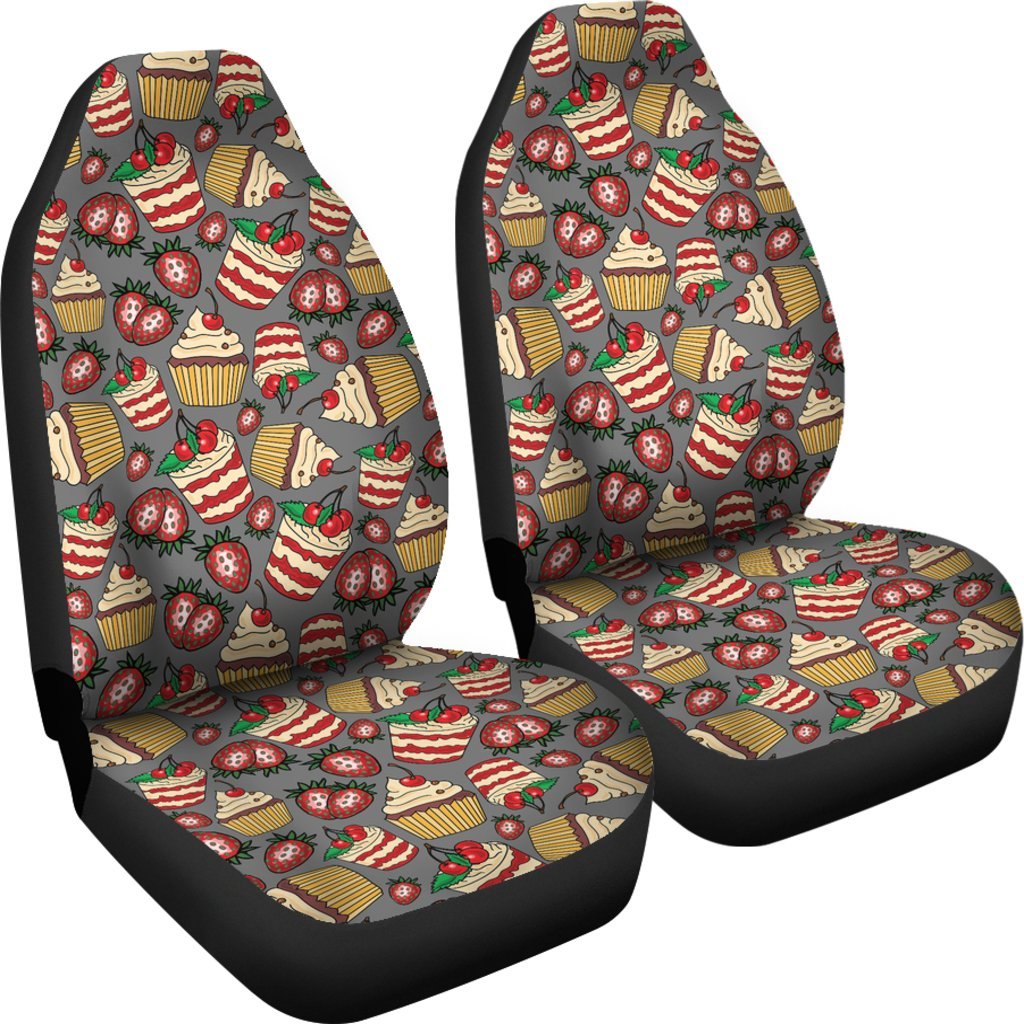 Cake Strawberry Pattern Print Universal Fit Car Seat Cover-grizzshop