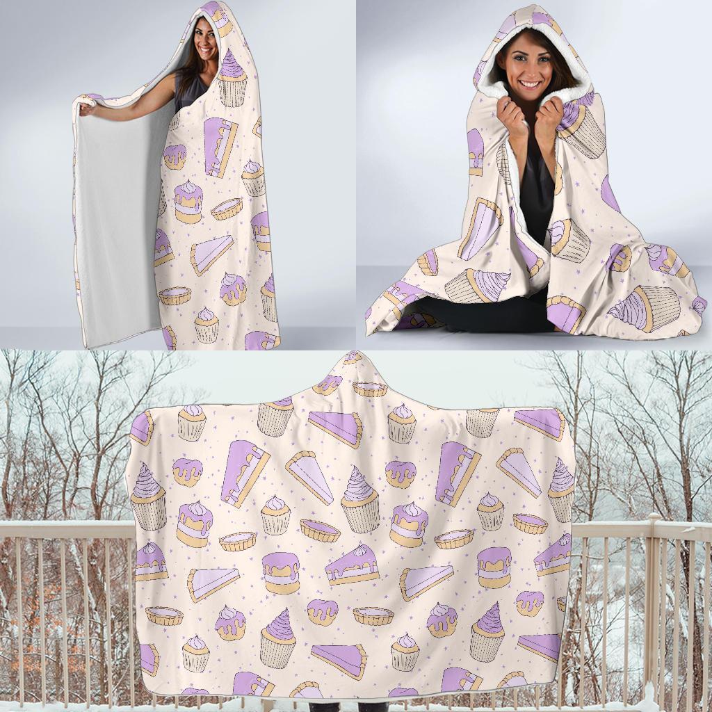 Cake Sweet Pattern Print Hooded Blanket-grizzshop