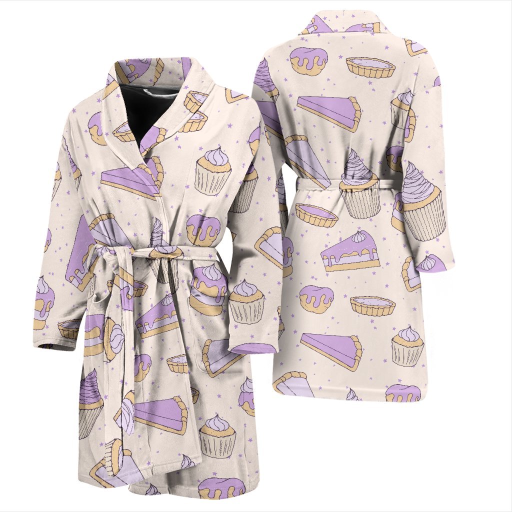 Cake Sweet Pattern Print Men Long Robe-grizzshop