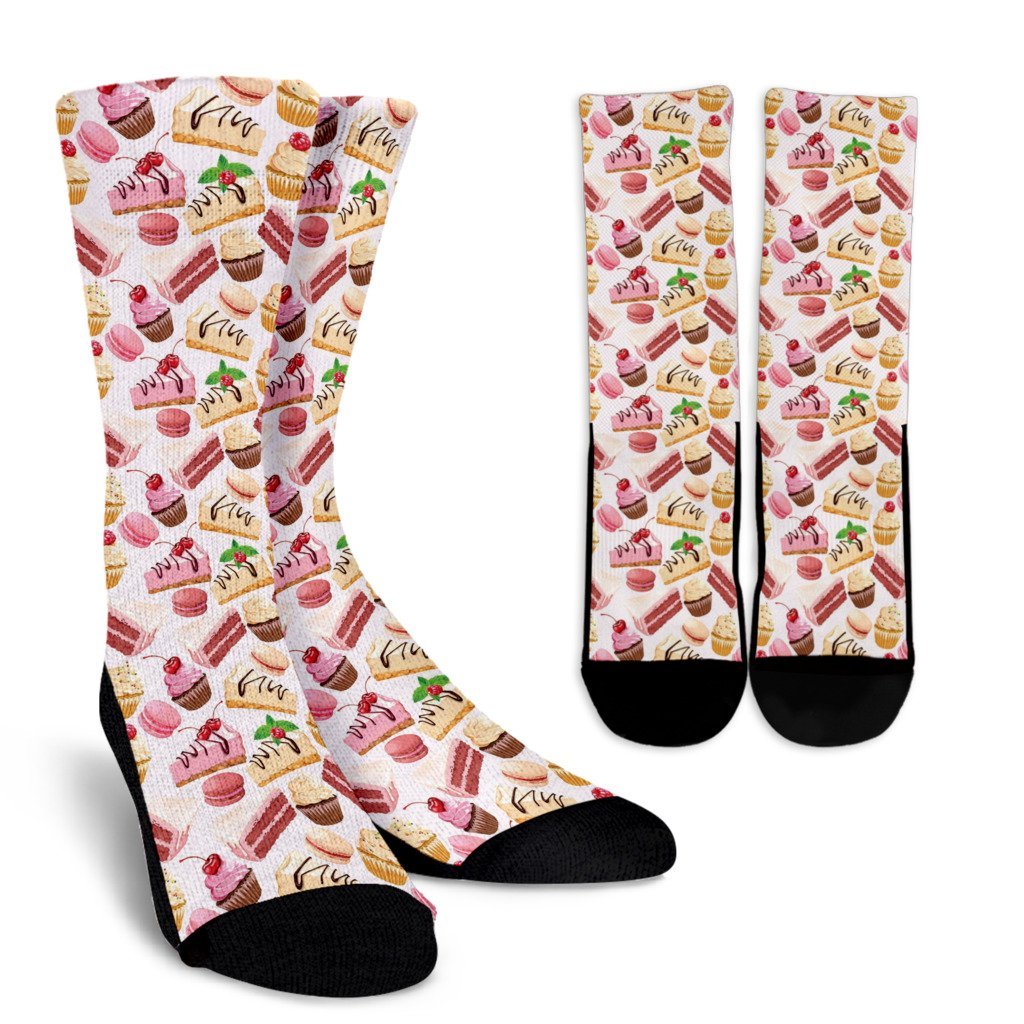 Cake Dessert Pattern Print Unisex Crew Socks-grizzshop