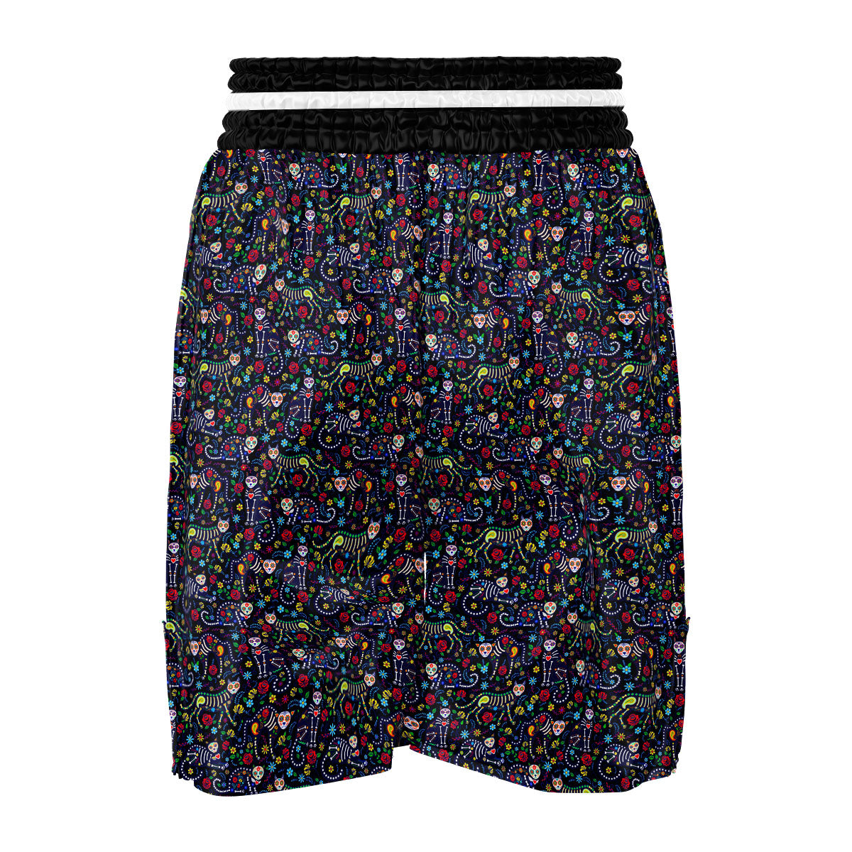 Calavera Cat Day Of The Dead Print Pattern Boxing Shorts-grizzshop