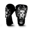 Calavera Girl White And Black Print Boxing Gloves-grizzshop