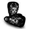 Calavera Girl White And Black Print Boxing Gloves-grizzshop