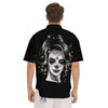 Calavera Girl White And Black Print Men's Short Sleeve Shirts-grizzshop