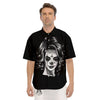 Calavera Girl White And Black Print Men's Short Sleeve Shirts-grizzshop