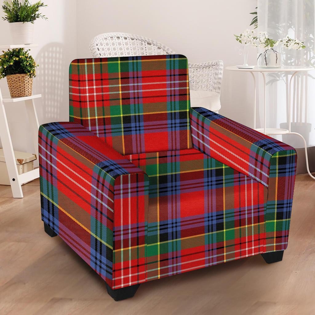 Caledonia Red Plaid Tartan Armchair Cover-grizzshop