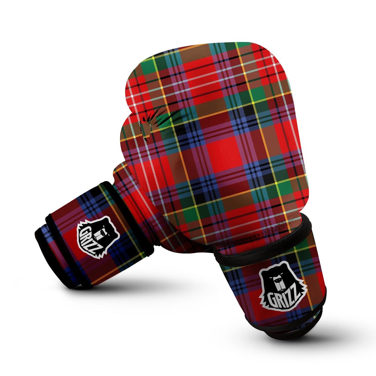 Caledonia Red Plaid Tartan Boxing Gloves-grizzshop