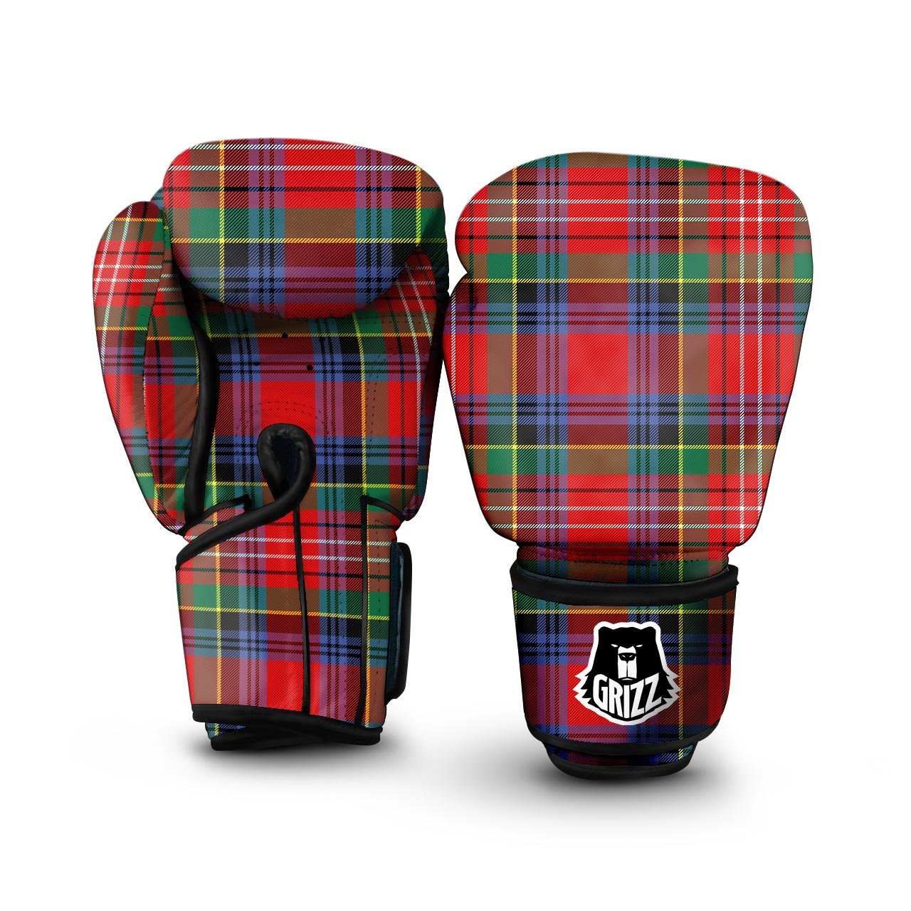 Caledonia Red Plaid Tartan Boxing Gloves-grizzshop