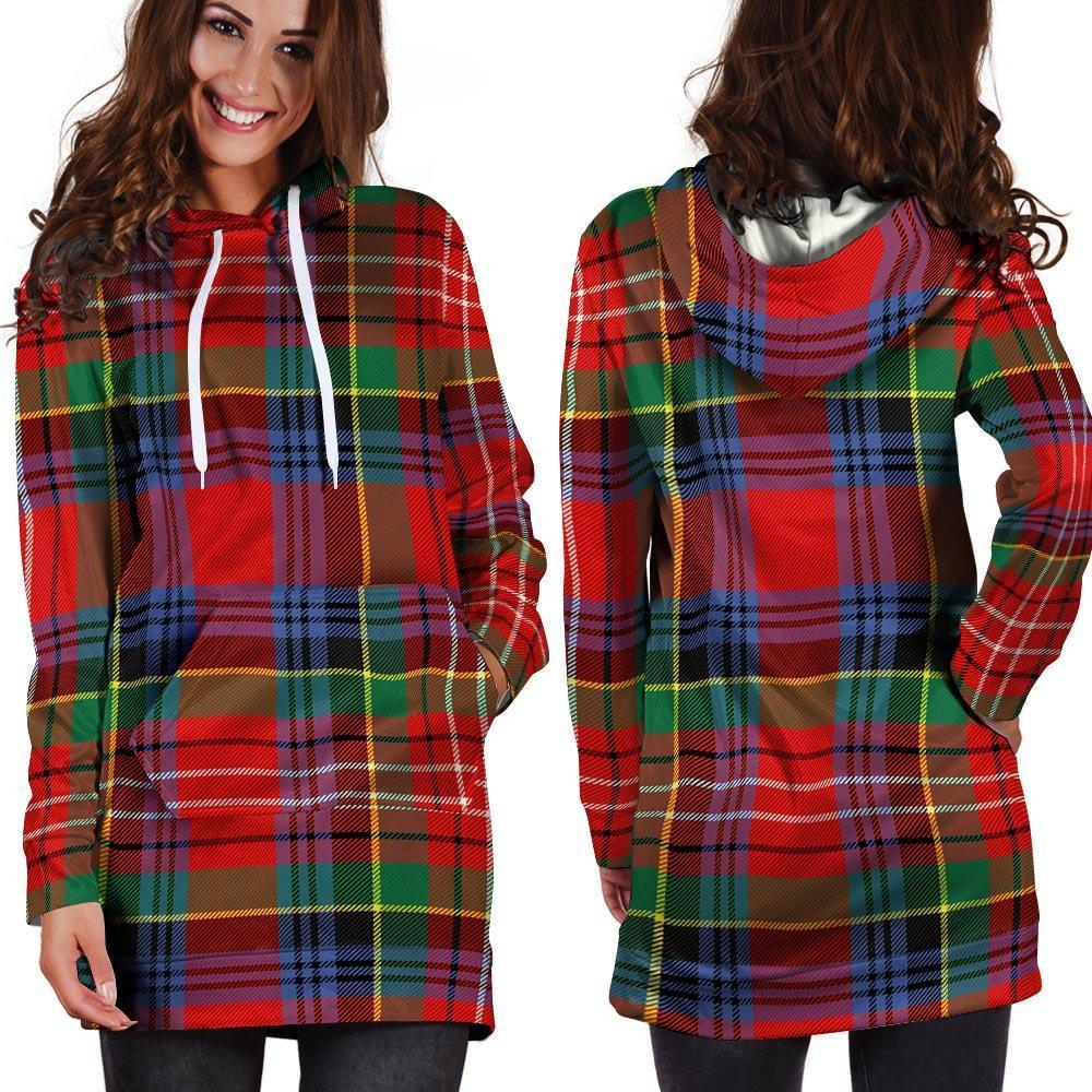 Caledonia Red Plaid Tartan Hoodie Dress-grizzshop